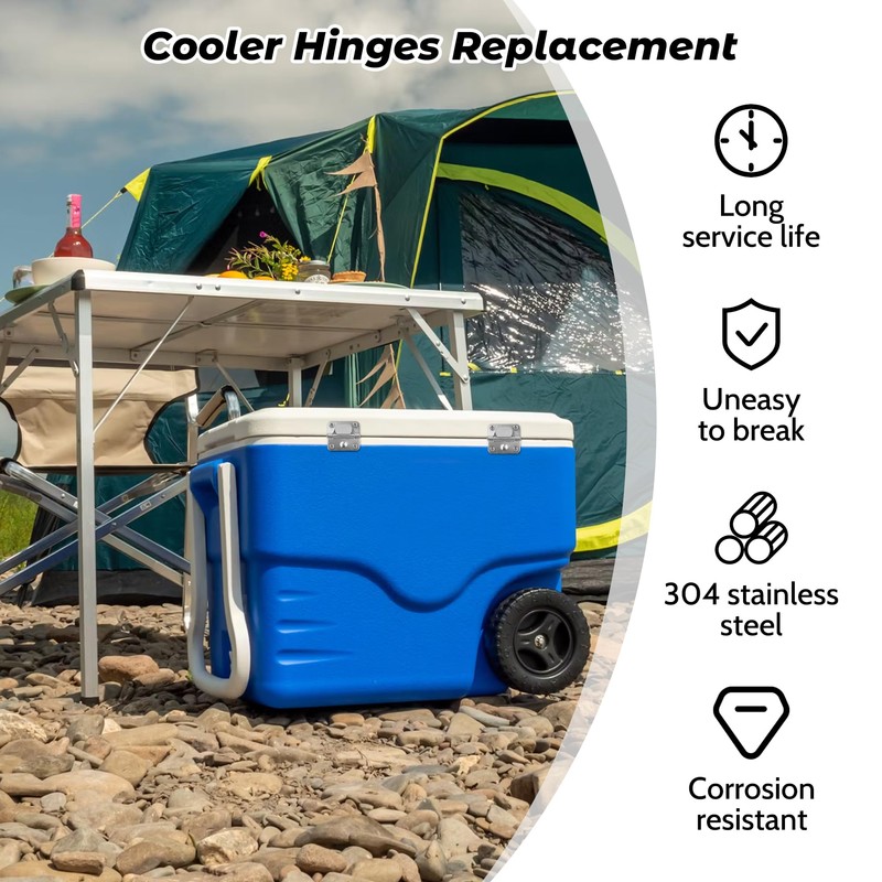 4PCS Cooler Hinge for Coleman, Stainless Steel Hinges Replacement with