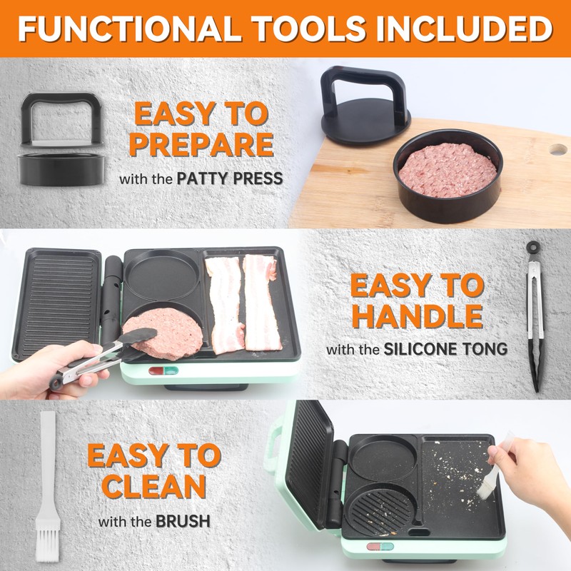 Baker's Friend Breakfast Sandwich Maker, Nonstick Electric Griddle & Grill