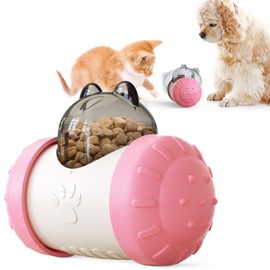 grwSEXabc Dog Slow Enrichment Dispenser Food Puzzles Ball Interactive Chase Training Toys for Small Puppy Cat (Pink)