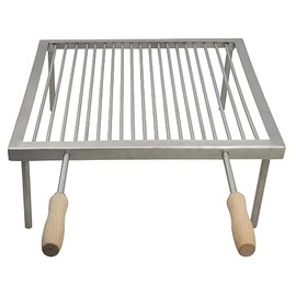 SpitJack Indoor and Outdoor Portable Camping Grill and Fireplace Gridiron. Tuscan Campfire Cooking Grate for Open Wood Fire and Charcoal Firepit. All Stainless - 300 Sq. In. Grate. Adjustable Legs.