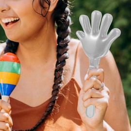 SUPVOX Silver Hand Clappers: 7.5 Inch Portable Mini Clapper, Plastic Noise Maker Toys - Cheer Clappers, Effortless Clapping Hands for Holiday Events, Sporting Events or Party