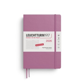 LEUCHTTURM1917 Dotted Medium (A5) 372600 Daily Calendar 2026, 12 Months, Dusty Rose, German