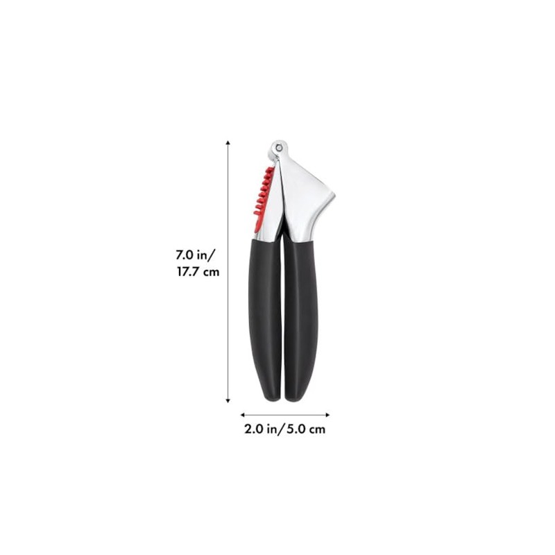 Oxo 11107400 Prensa Ajos Mango Antideslizante, 17 cm, Multicolor