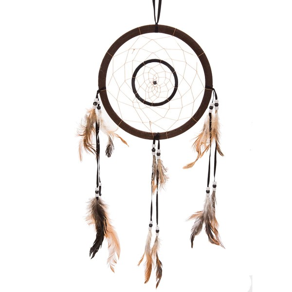 THY COLLECTIBLES 21" Traditional Brown Dream Catcher with Feathers Wall