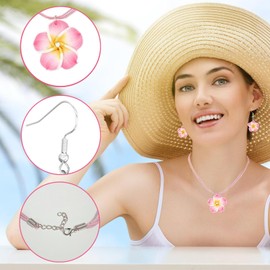 YUEXNKO Flower Jewellery Set, Flower Necklace Earrings, Summer Jewellery Flowers, Women's Flower Jewellery, Plumeria Made of Clay, for Women, Wife, Mother, Girls, No