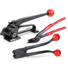 3 in 1 Premium Steel Banding Strapping Kit-Heavy Duty Banding Tools for 3/8"~3/4" Metal Banding, Include Tensioner Tool, Strapping Sealer & Crimper, Strapping Cutter for High-Strength Package Packing
