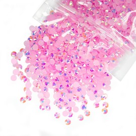 qiipii 4700PCS 3mm Pink AB Resin Rhinestones Bulk Light Pink AB Flatback Jelly Resin Stones Pack SS10 Non-Hotfix Diamonds Crystals Gems for Nails Face Eyes Makeup Body Tumblers DIY Crafts Decor Shoes