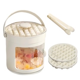 Press Type Ice Cube Maker, Ice Cube Tray with Lid and Container, 72 Grids, Double Layer Ice Block Mould, Reusable for Party, Daily Life, Kitchen, Drink Cooling