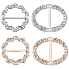 4 Pcs Scarf Rings Buckle for Women Shiny Metal T-Shirt Clips Durable Rhinestone Scarf Clip for Women Girls Clothes Decorative Accessories