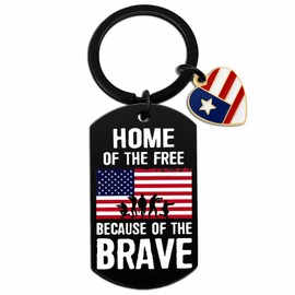 Veterans Day American Flag Keychain Pendant Us Flag Key Chains for Patriotic Home of The Free Because of The Brave Keychains Gifts Stainless Steel Flag Purse Wallet Keys Backpacks Luggage Ornament