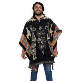 Alpaca Land, Handmade Ecuadorean Alpaca Wool Ponchos (US, Alpha, One Size, Regular, Regular, Charcoal Alpaca)