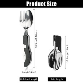 4 in 1 Piece Camping Tools, 4 in 1 Folding Tools, Stainless Steel Folding Camping Tools, Removable, Outdoor Multipurpose Tools for Travel, Hiking (Black)