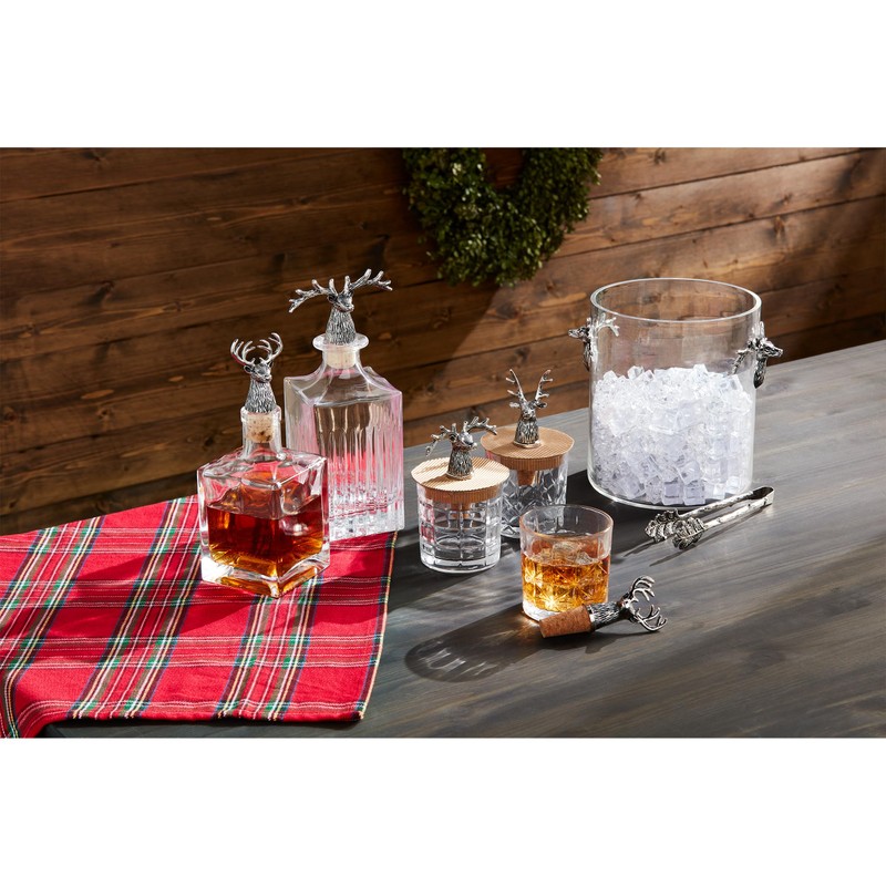 Mud Pie Metal Deer Glass Decanter, Small, 11" x 5"