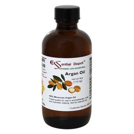 Essential Depot Argan Oil - 4 oz - 100% Pure - Used for Skin and Hair Care - GC/MS Tested - Skin Safe - Supplied in 4 oz. Amber Glass Bottle with Black Phenolic Cone