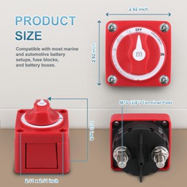 Waterproof Battery Disconnect Switch for Boat, 12V–48V Heavy Duty Power Shut Off Switch, 300A Ignition Protected Kill Switch for Marine, RV, Truck, Car