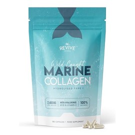Marine Collagen Capsules 2400mg with Hyaluronic Acid & Vitamin C – 180 Capsules – High Strength Collagen Supplements for Women & Men – Premium Complex for Skin Joints Hair – by Revive Naturals