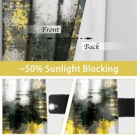 Asuexpect Abstract Curtains 2 Panels Abstract Rust Curtain Room Darkening Grommet Window Treatments Modern Decorative for Bedroom Living Room, 52x84 Inches, Black Yellow