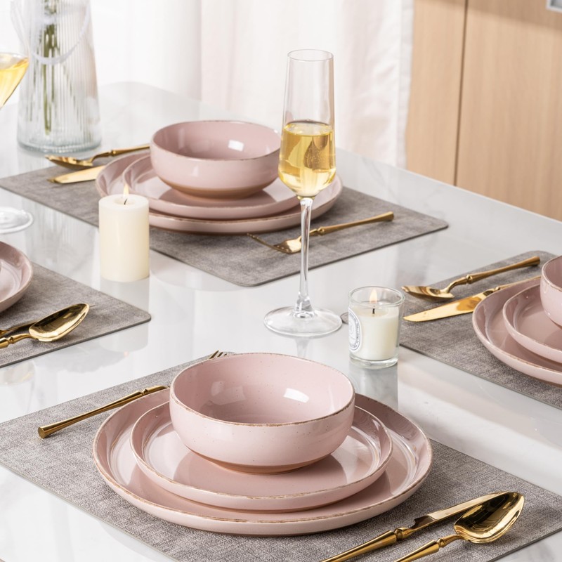 AmorArc Ceramic Dinnerware Sets for 4, 12 Pieces Handpainted Plates