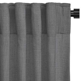 INOVADAY Linen Curtains for Living Room Bedroom, Back Tab Sheer Privacy Curtains 2 Panels, Light Filtering Farmhouse Drapes W50xL108 Flagstone