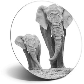 Destination Vinyl ltd Magnet for Refrigerator, Fridge BW - Mother & Baby Elephant Cute for Office, Cabinet and Whiteboard, Magnetic Stickers, 38265