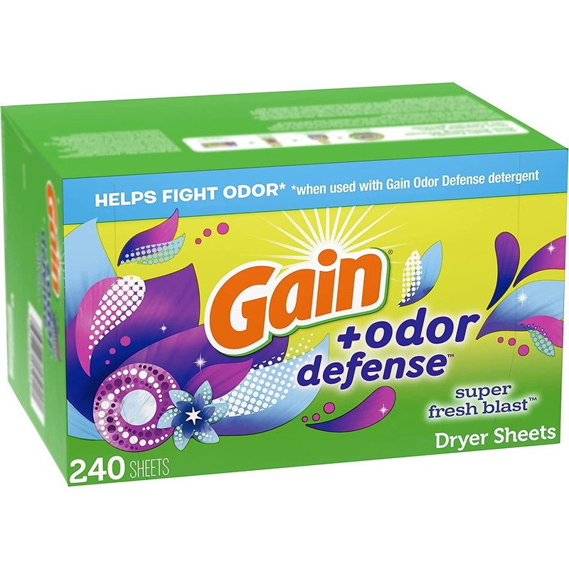 Gain + Odor Defense Dryer Sheets, Super Fresh Blast Scent