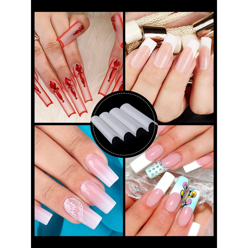 EBANKU Pack of 500 Clear False Nails Tips, Extra Long