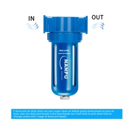 NANPU Zinc Alloy Desiccant Dryer, Compressed Air in Line Filter, Moisture Water Separator, Poly Bowl (3/8" NPT)