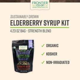Frontier Co-op Organic Elderberry, 4.23 Ounce Bag | Dried Elderberries for Preparing Syrup | Kosher | Perfect for Tea and Herbal Blends