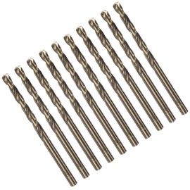 TOP-VIGOR 10Pcs 4.9mm Cobalt Jobber Drill Bits, M35 High Speed Steel HSS Twist Dril Bit Tool with Straight Shank for Drilling Hardened Metal, Stainless Steel, Cast Iron, Wood and Plastic