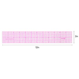KEARING Clear Sewing Graph Ruler Fashion Design Ruler, Sandwich Line, 2 x 12, Transparent Pattern Making Dress Making Ruler for Sewing Quilting
