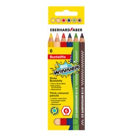 Eberhard Faber 518706 - Buntstifte Set BIG Winner, 6 bruchsichere Farbstifte mit extra dicker Mine