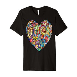 CUTE HEART TEE. HEART SHAPED ART PATTERN, COLORFUL SWIRLS Premium T-Shirt