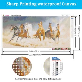 TOCARE Horse Diamond Painting Kits for Adults,Large Diamond Art Kits for Adults Horses 15.7x31.5inch, Full Drill Diamond Painting Kits Horse for Home Wall Decor