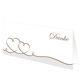 PRICARO 25 Gold Curved Hearts Thank You Cards