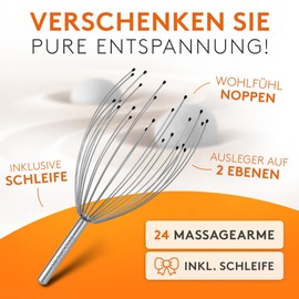 EDELFELD Head Massage Spider with 24 Fingers [with Gift Packaging and Bow] - Comfortable Head Massager with Booms on 2 Levels - Elegant Head Scruncher with Feel-Good Nubs - Head Massage Spider