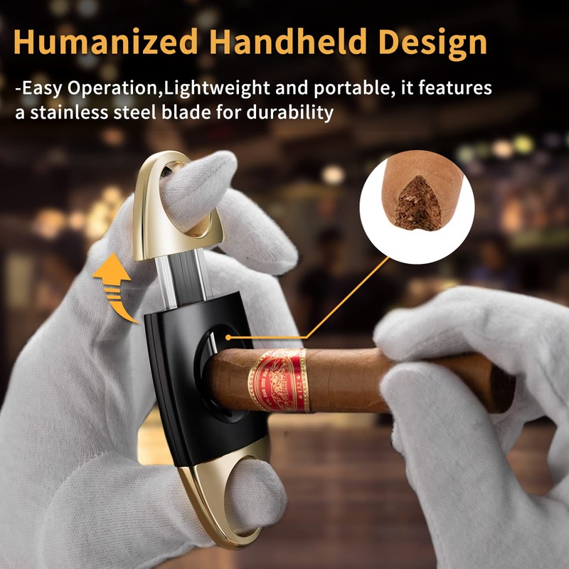 V-Cut Cigar Cutter, Stainless Steel Sharp Blade Cigar Guillotine Scissors