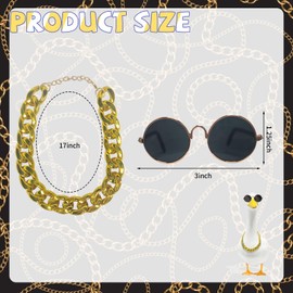 Cool Goose Costume Goose Sunglasses Gold Chain Collar Costume Funny Goose Decor Accessories for Lawn Outdoor Garden Yard Patio Statue