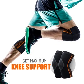 NeoAlly® - Medical-Grade Knee Sleeves for Men and Women for Crossfit Weightlifting Knee Sleeves for Optimal Knee Support, Compression Knee Sleeves for Workout, Orange, Small, Pack of 1