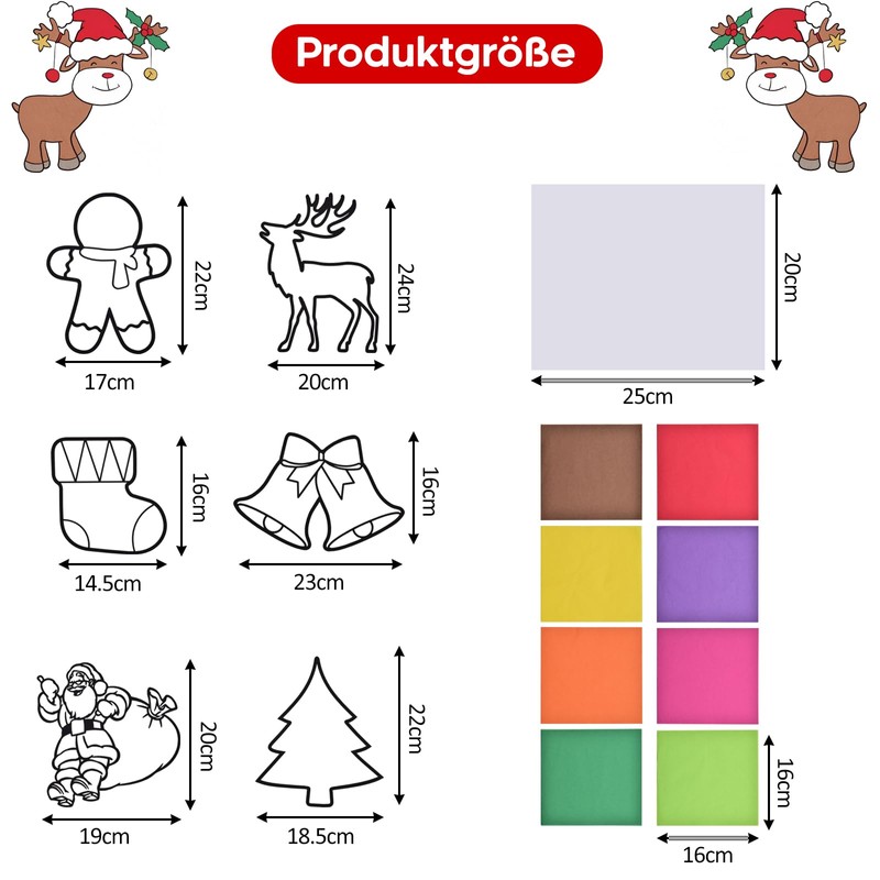 QIURUYUE Pack of 12 Christmas Crafts, Children's Maple Leaf Craft