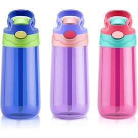 SUPPRUI Kids Water Bottle with Straw for School Leak Proof 480ML Toddler Water Bottles BPA-Free for Boys & Girls(Purple)