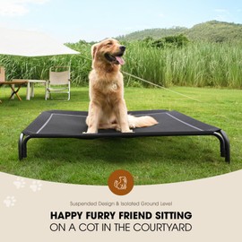 Czpalo Elevated Dog Bed, Raised Outdoor Dog Bed for Extra Large Sized Dog, Portable Cooling Pet Cot with Breathable & Washable Mesh, Indoor & Outdoor Pet Hammock with Skid-Resistant Feet.