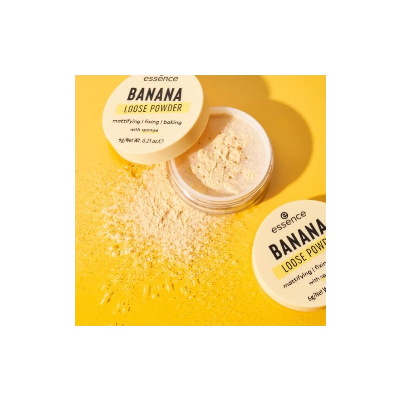 essence, polvo matificante, amarillo, banana loose powder