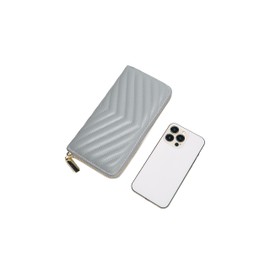 Daisy Rose Women’s Zip-Around Wallet & Phone Clutch with RFID Blocking, PU Vegan Leather (Grey)