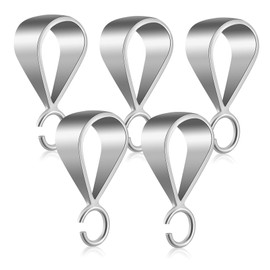 DOITOOL 5pcs Discreet Pendant Bails Charm Holders Secure Connector Buckles for Necklace Crafting Versatile Jewelry Findings for DIY Pendant Attachments