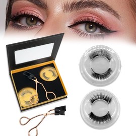 Lashes with Applicator Reusable Lashes No Glue Needed Magnetic Eyelashes without Eyeliner Cat Eye Natural Look Magnetic Eyelashes (Devil+Natual)