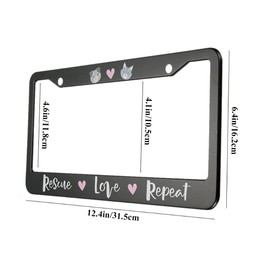 oFloral Grey Dog and Cat Aluminum Alloy License Plate Frame Pink Hearts Resave Love Applicable to US Standard Car Metal Car Tag Frame Funny Front License Plate Cover Holder for Women Men(1 Pack)