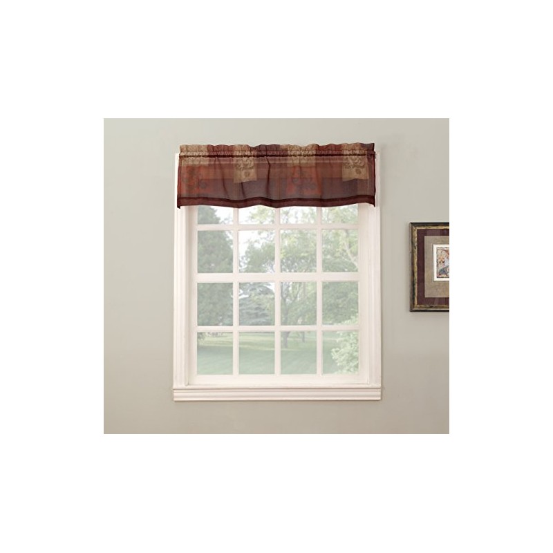 No. 918 Eden Inspirational Patchwork Semi-Sheer Rod Pocket Kitchen Curtain