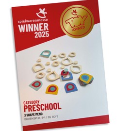BS Toys 3 Shapes Memo - Toy Award 2025 - Memory Game Made of FSC Wood - Educational Game from 4 Years for Children - Board Game