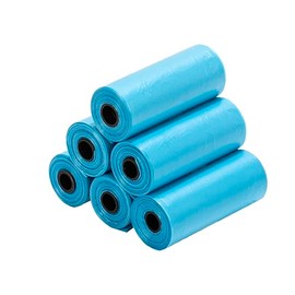 Ginsco 0.8 Gallons Disposable Trash Bags for Mini Car Trash Can, Portable Small Car Garbage Bags, Cars Accessories, Mini Trash Bags, Plastic Trash Bag for Cars/Home/Office (6 Rolls/90 Counts) Blue