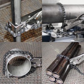 Strong Hand Tools Locking Chain Pliers, Removable 48″ Chain, Holds Up To 14" Diameter Pipes, Unique Easy Open Crank Handle, Quick Release Trigger, PFC1048